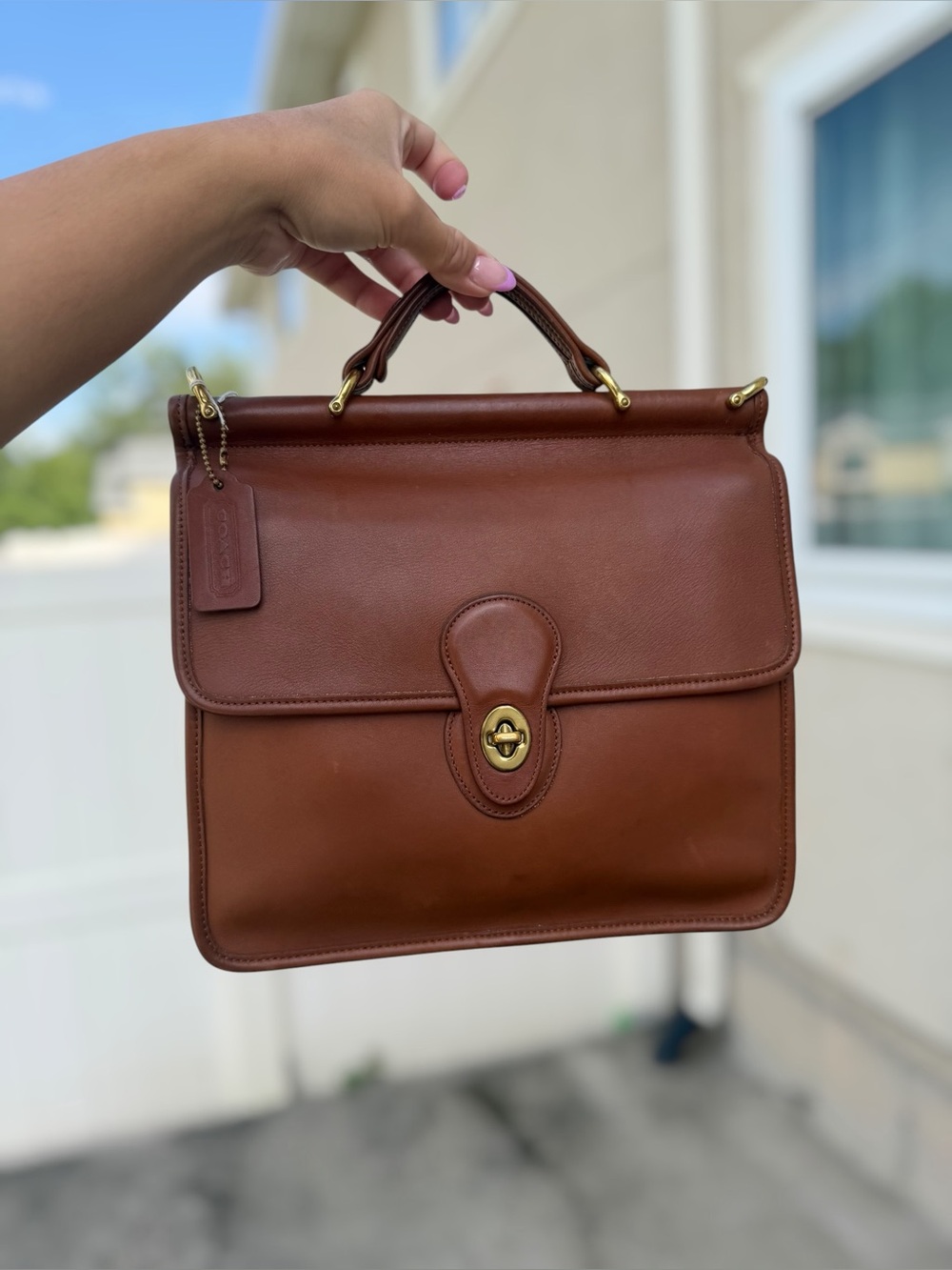 Vintage Coach Willis 9927 British Tan Leather Crossbody Made USA Hangtag